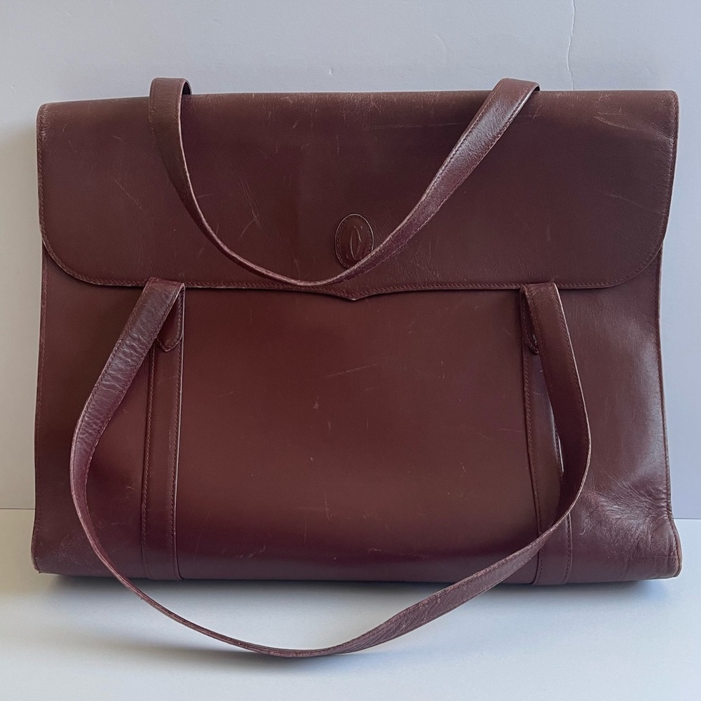 Vintage Cartier Leather Document Briefcase Bag In Cartier Burgundy From 1990’s - Picture 8 of 13